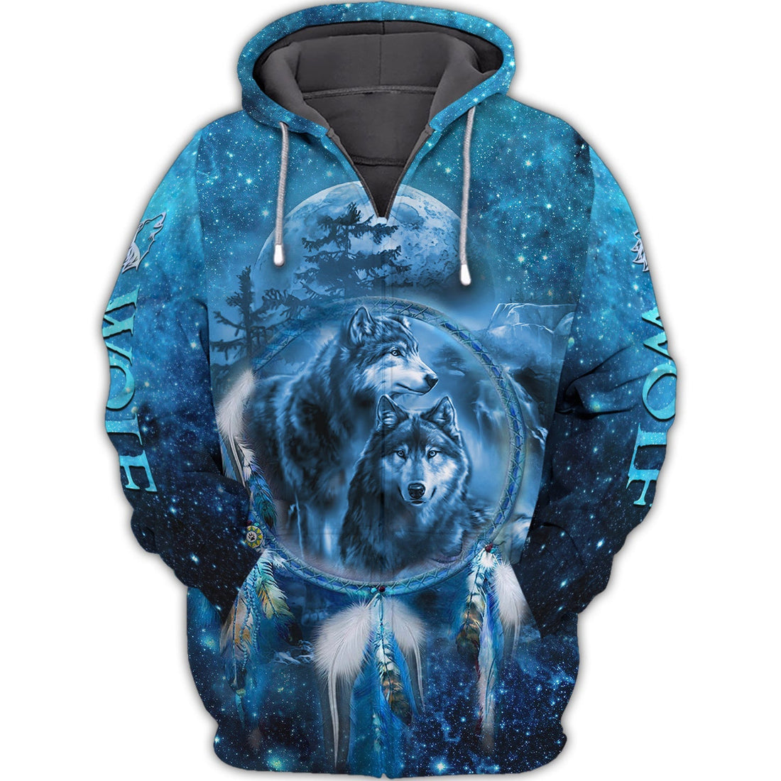 FUNSTUFFPRINT WOLF NATIVE - 3D Full Print 3D Hoodie and Zip Hoodie