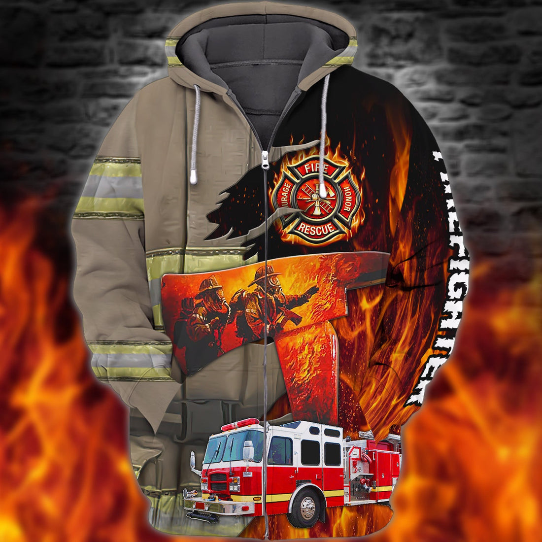 FUNSTUFFPRINT Firefighter- 3D Full Print 3D Hoodie and Zip Hoodie