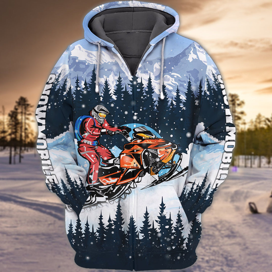 FUNSTUFFPRINT Snowmobile 3D Hoodie and Zip Hoodie
