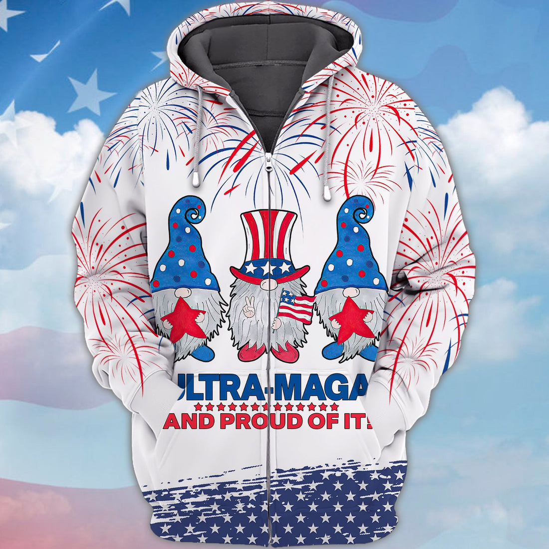 FUNSTUFFPRINT Ultra Maga And Proud Of It - Full Print 3D Hoodie and Zip Hoodie