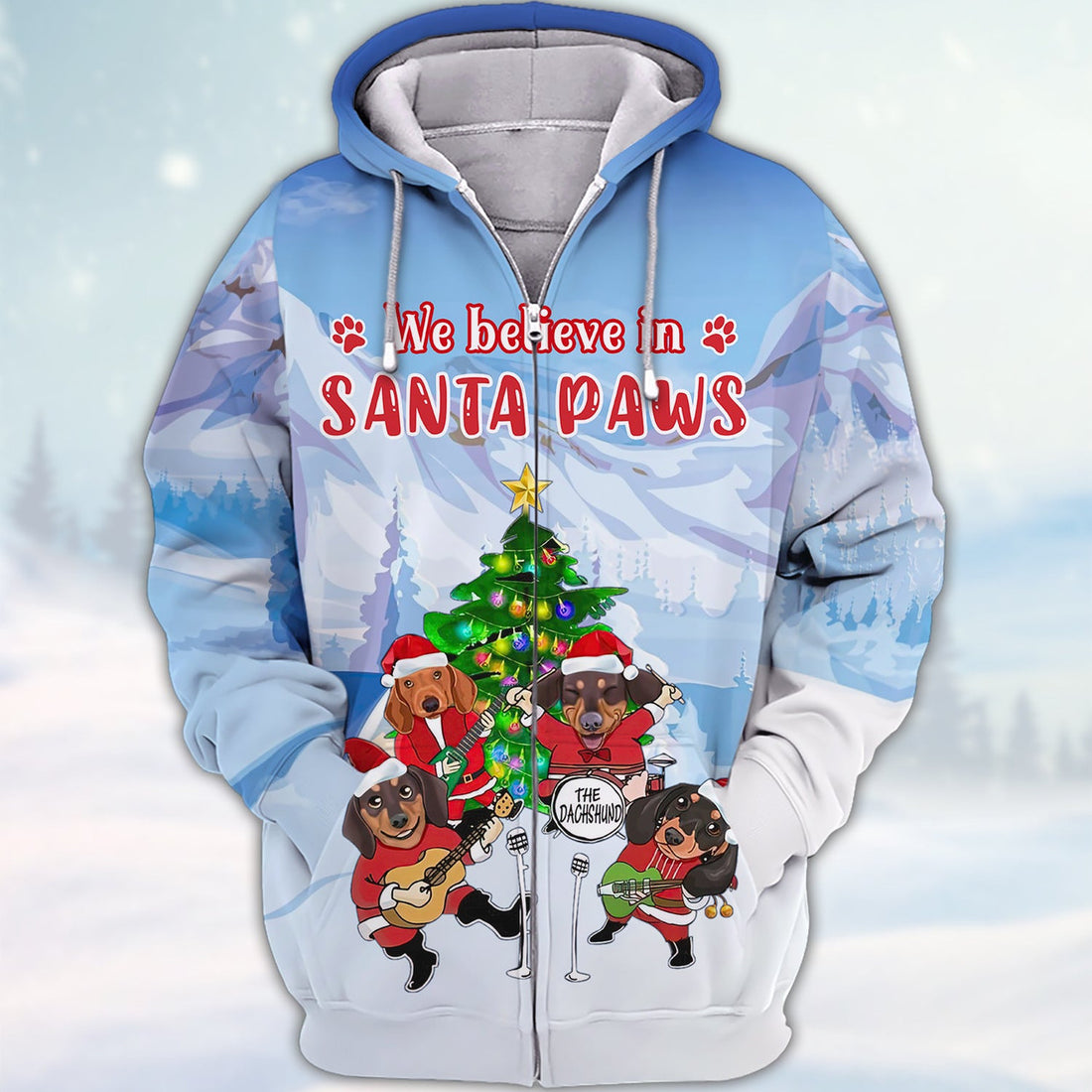 FUNSTUFFPRINT Dachshunds We Believe In Santa Paws 3D Shirt Dachshund Dog Lover 3D Hoodie and Zip Hoodie