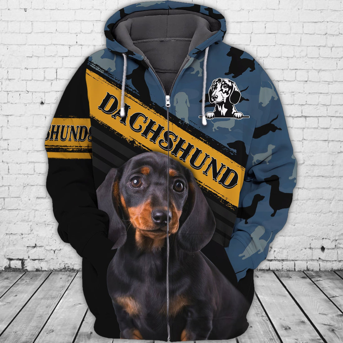 FUNSTUFFPRINT Love Dachshund 3D Hoodie and Zip Hoodie