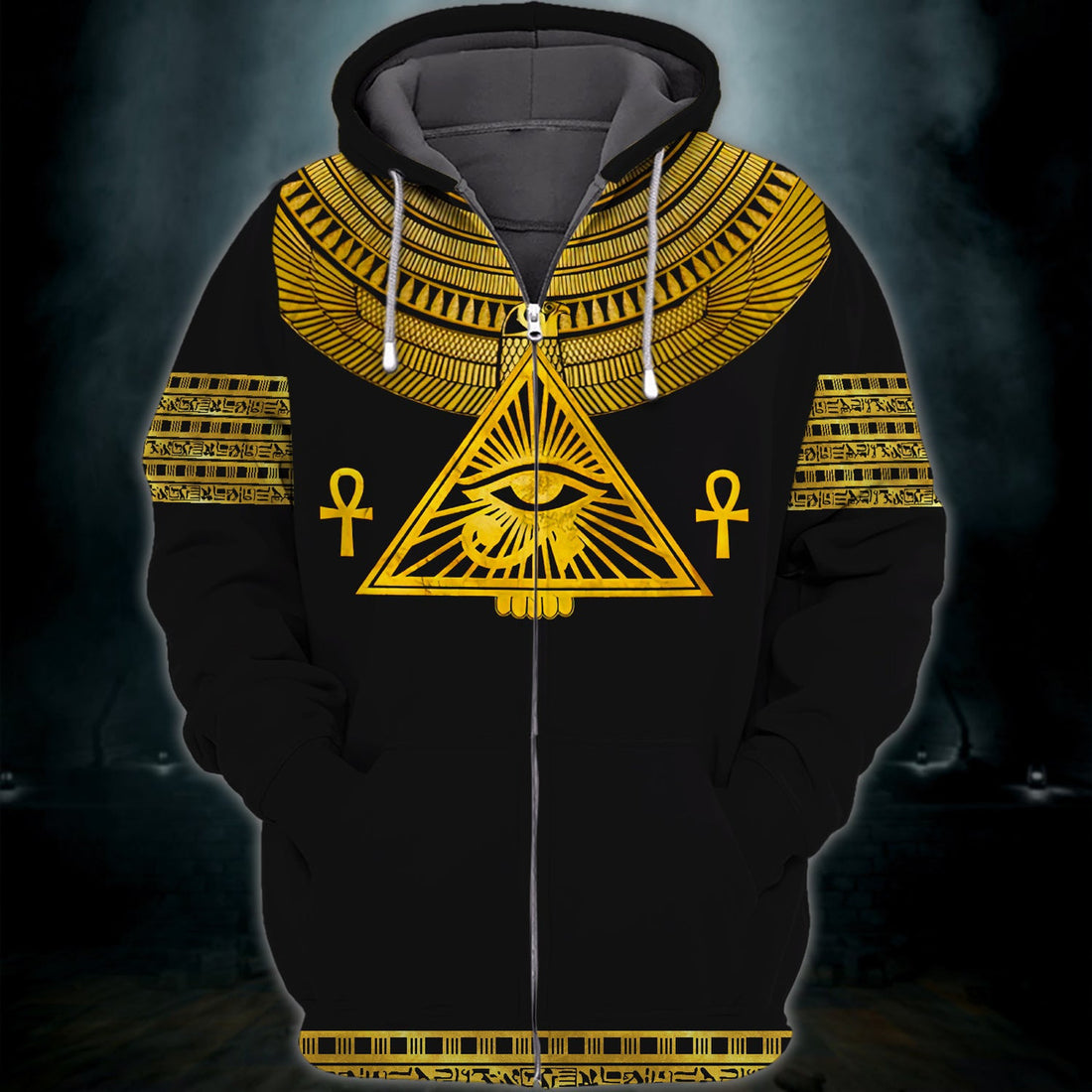 FUNSTUFFPRINT Eye of Horus, Ankh , Ancient Egypt 3D Hoodie and Zip Hoodie