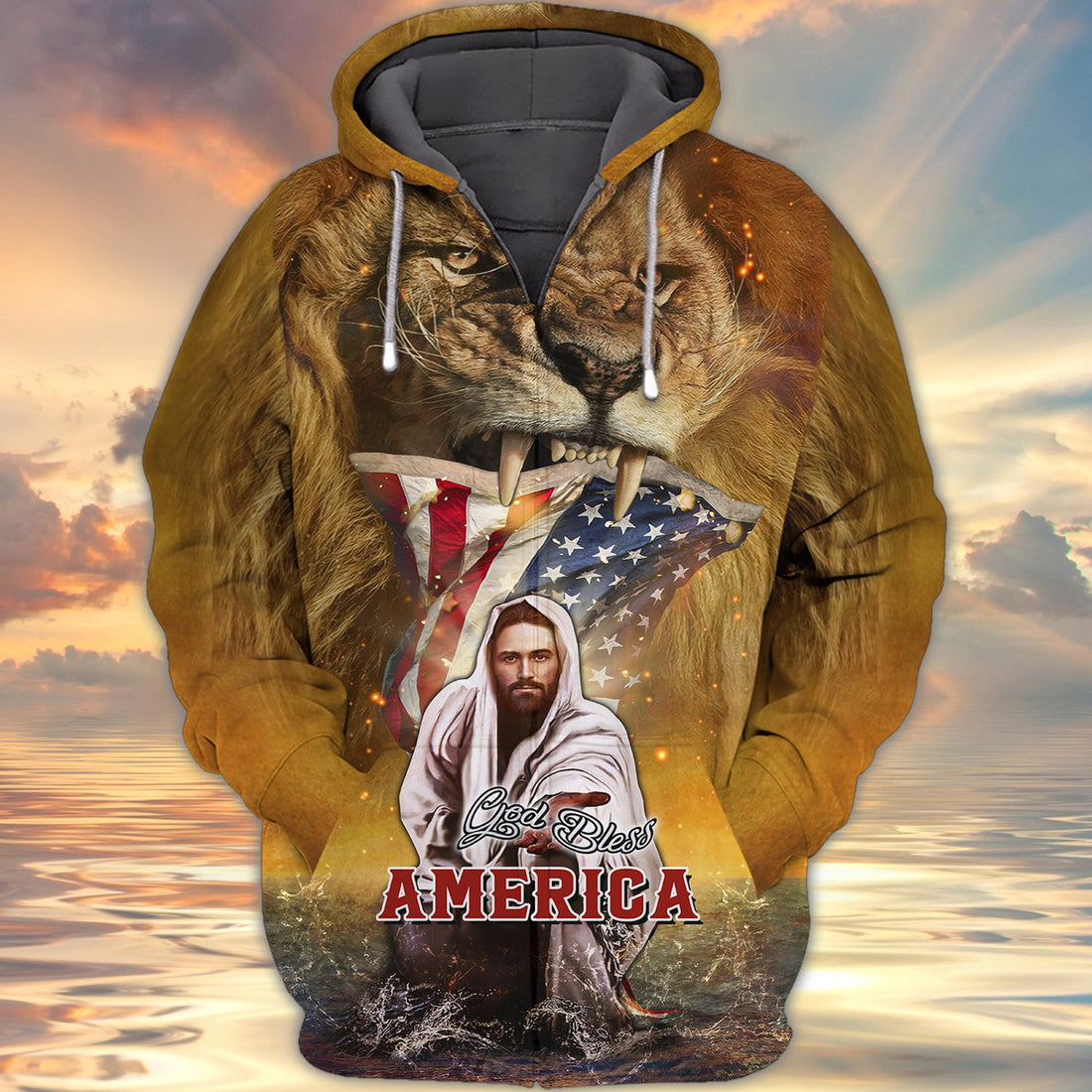FUNSTUFFPRINT God bless America 3D full print shirt Gift for Christian 3D Hoodie and Zip Hoodie