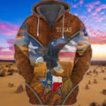 FUNSTUFFPRINT Eagle Texas 3D Hoodie and Zip Hoodie