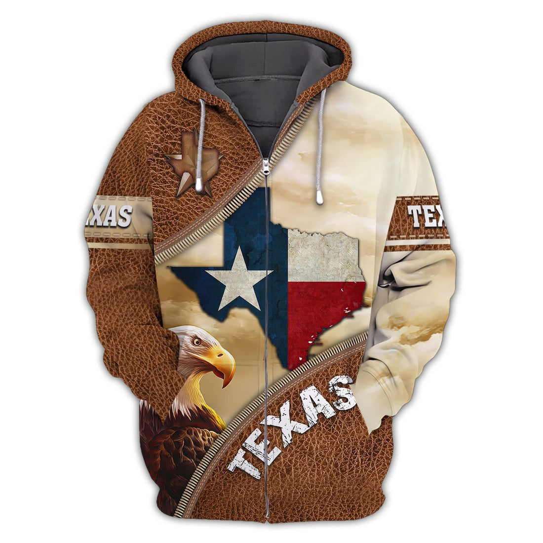 FUNSTUFFPRINT Eagle Texas 2 3D Hoodie and Zip Hoodie