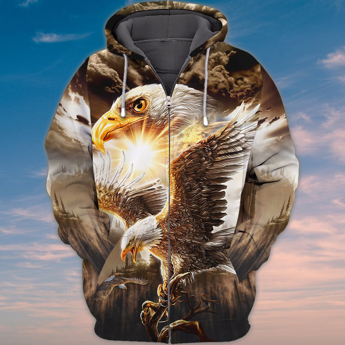 FUNSTUFFPRINT Eagle, Full Print 02 3D Hoodie and Zip Hoodie