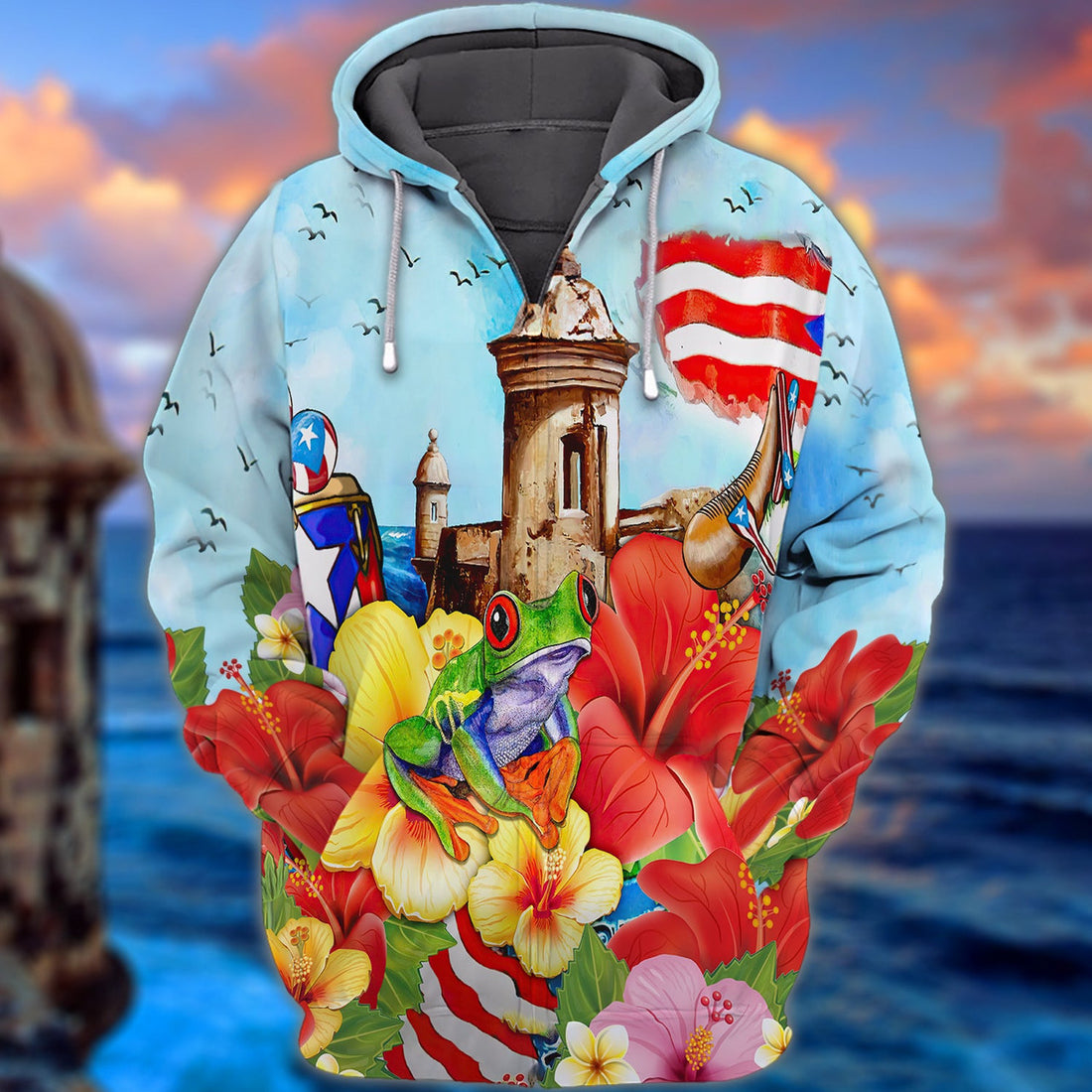 FUNSTUFFPRINT PUERTO RICO-Full Print 3D Hoodie and Zip Hoodie