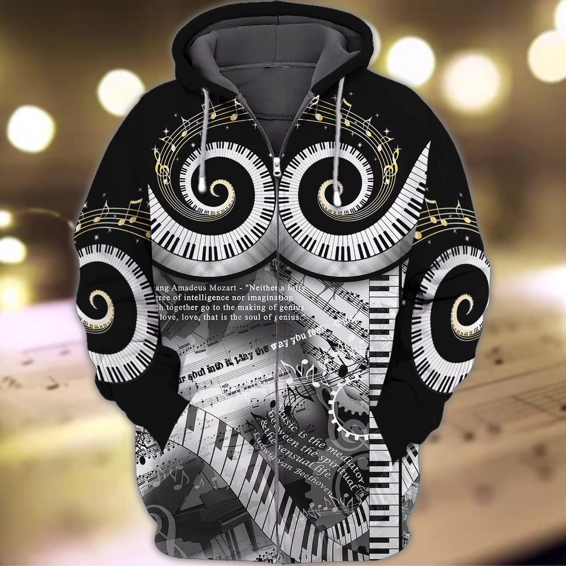 FUNSTUFFPRINT Piano Full Print - 662 3D Hoodie and Zip Hoodie