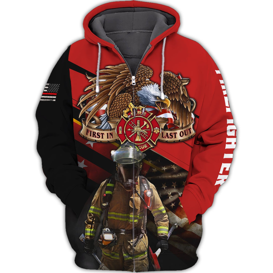 FUNSTUFFPRINT Proud To Be A Firefighter 3D Hoodie and Zip Hoodie
