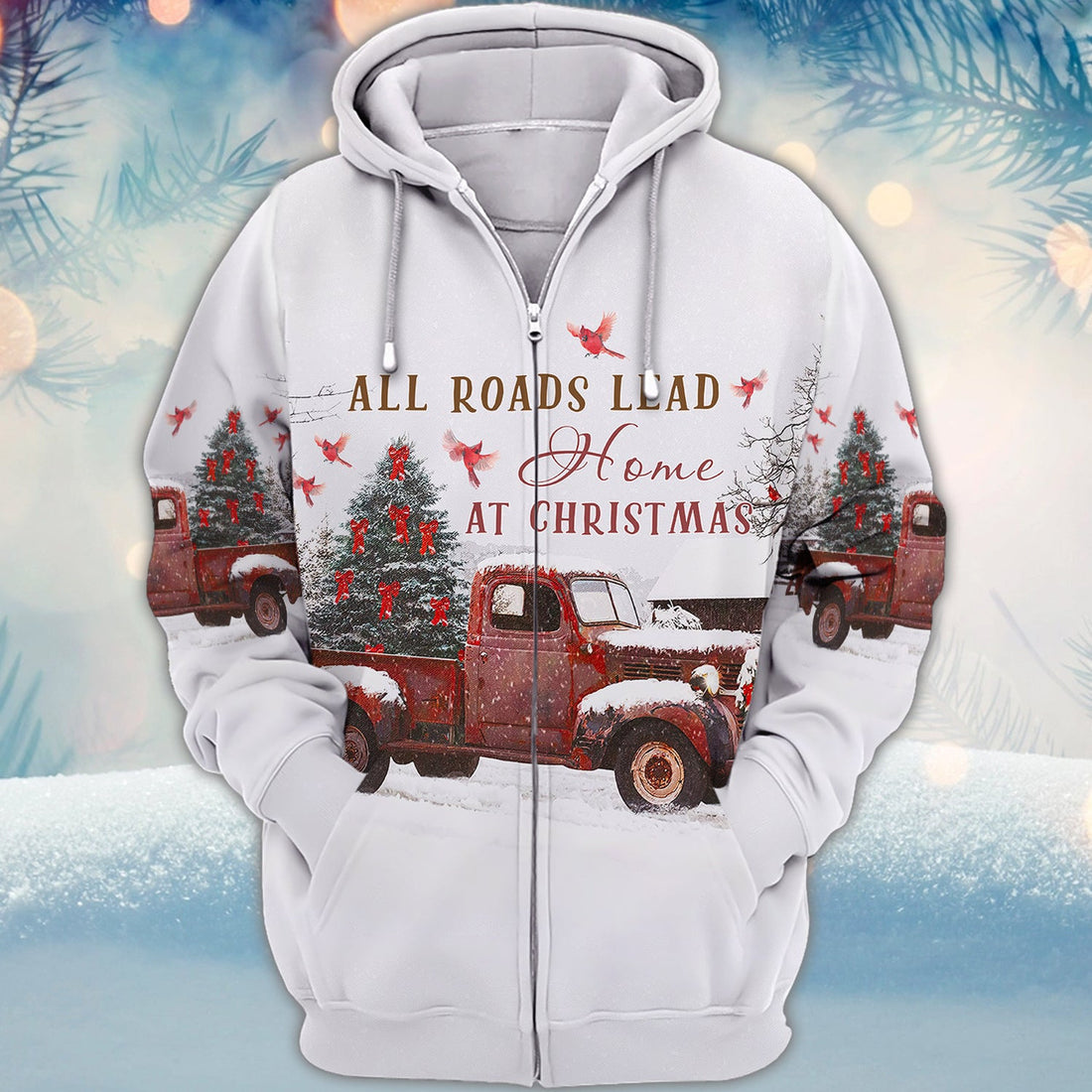 FUNSTUFFPRINT All Roads Lead Home At Christmas 3D Hoodie and Zip Hoodie
