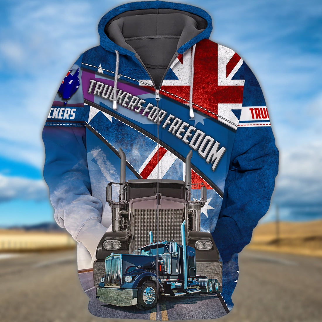 FUNSTUFFPRINT Trucker AU 3D Hoodie and Zip Hoodie