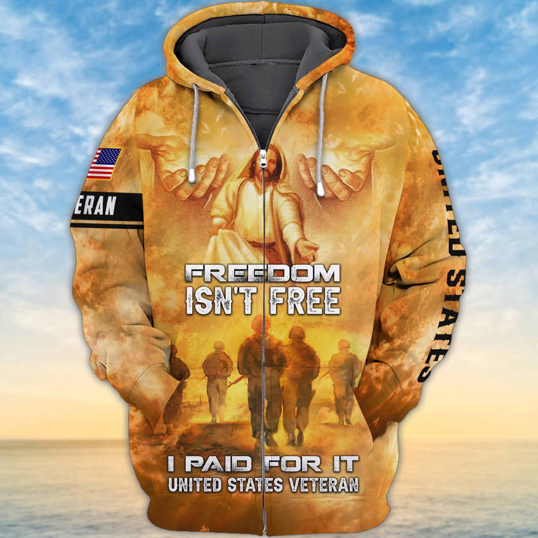 FUNSTUFFPRINT Freedom Isn't Free, Veteran U.S 3D Hoodie and Zip Hoodie