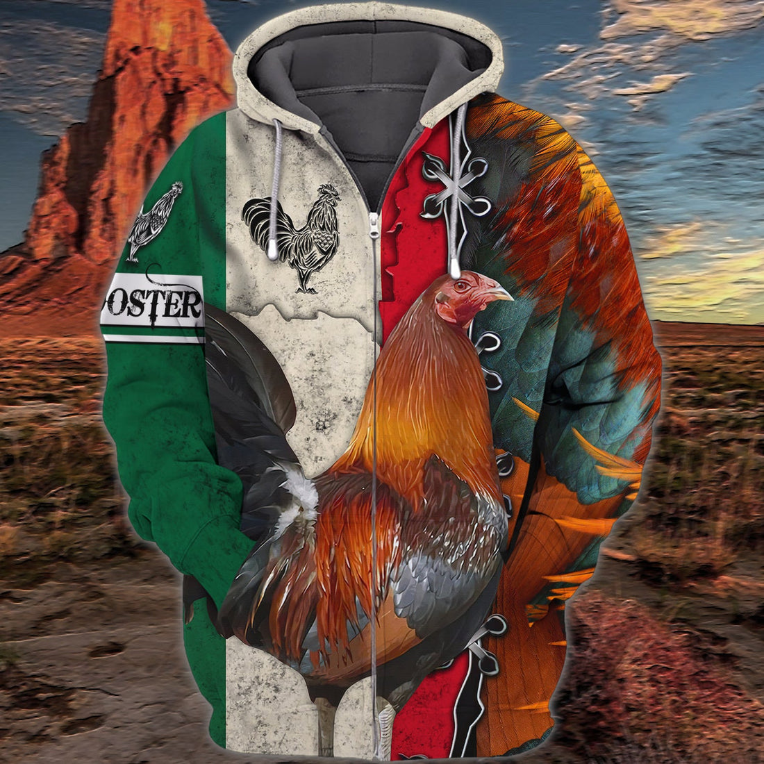 FUNSTUFFPRINT Rooster - MXC 3D Hoodie and Zip Hoodie