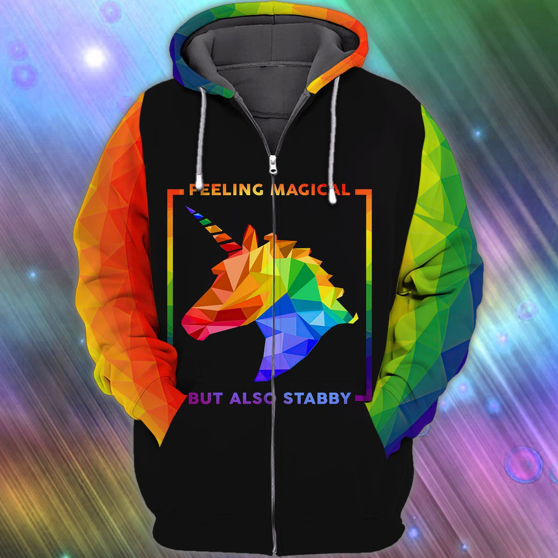 FUNSTUFFPRINT LGBT Pride Feeling Magical But Also Stabby 3D Hoodie and Zip Hoodie