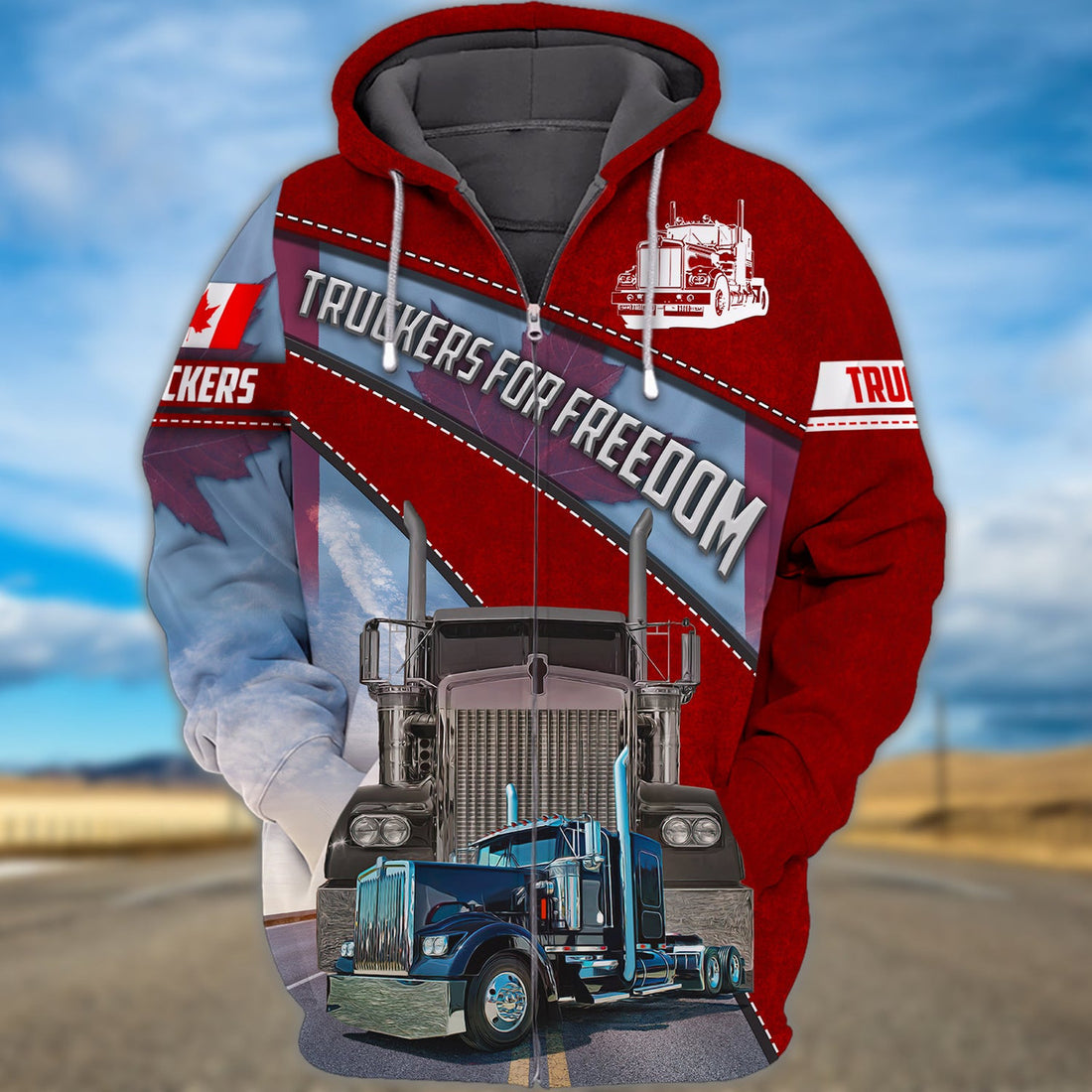 FUNSTUFFPRINT Trucker Canada 3D Hoodie and Zip Hoodie