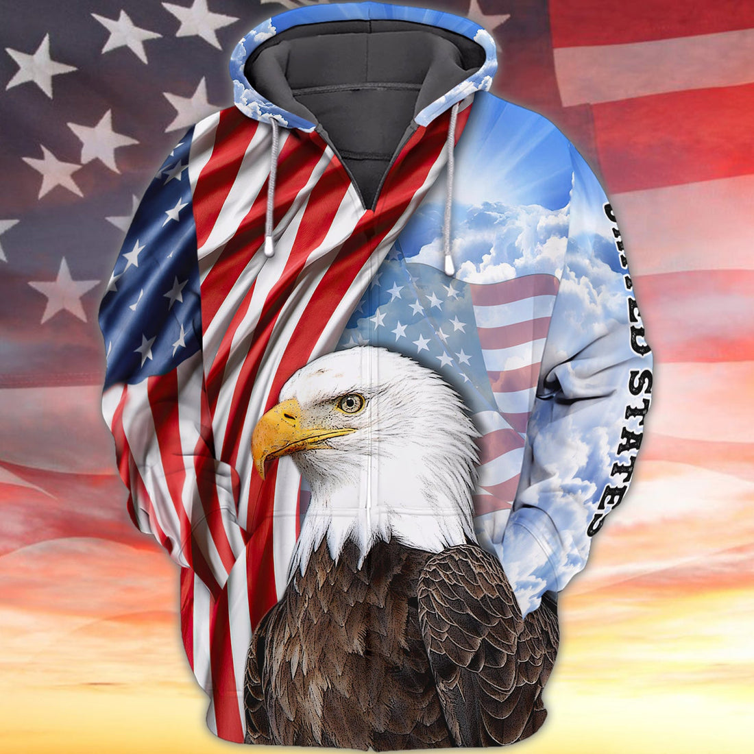 FUNSTUFFPRINT Eagle USA - 3D Full Print 3D Hoodie and Zip Hoodie