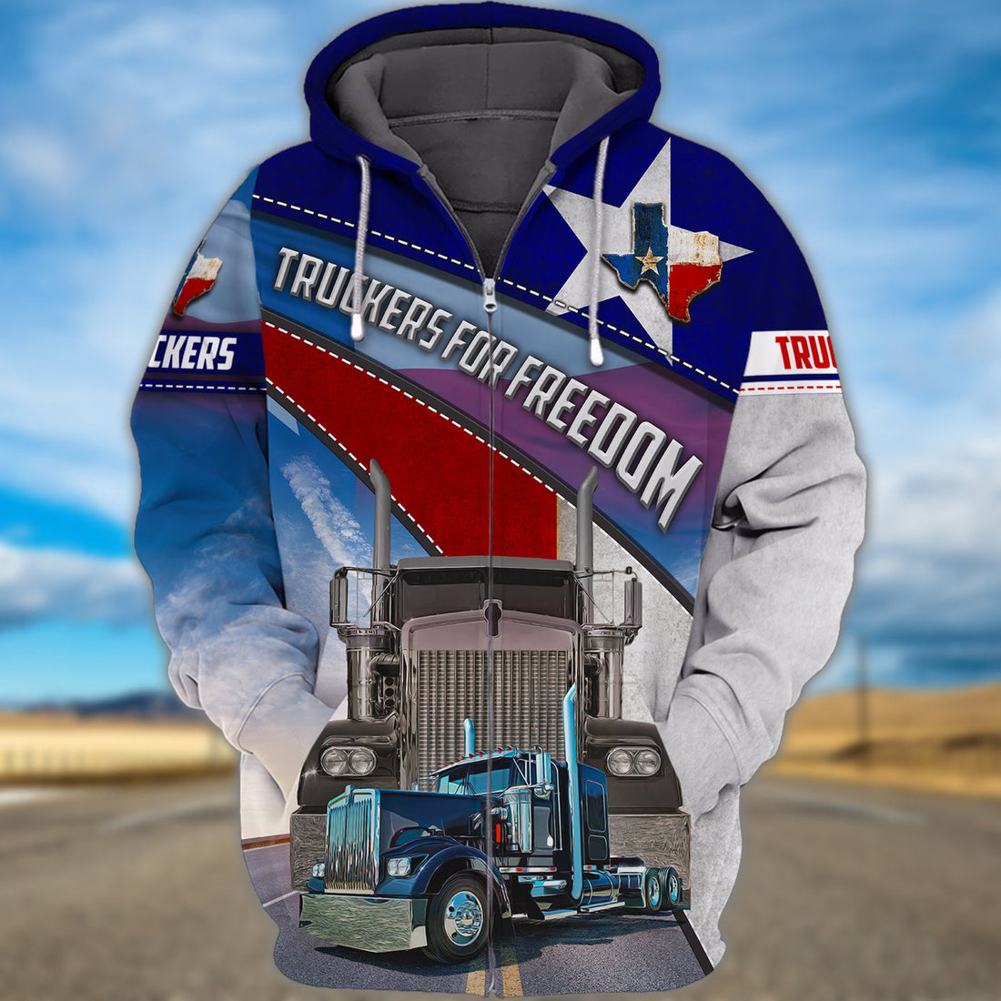 FUNSTUFFPRINT Trucker TEXAS 3D Hoodie and Zip Hoodie