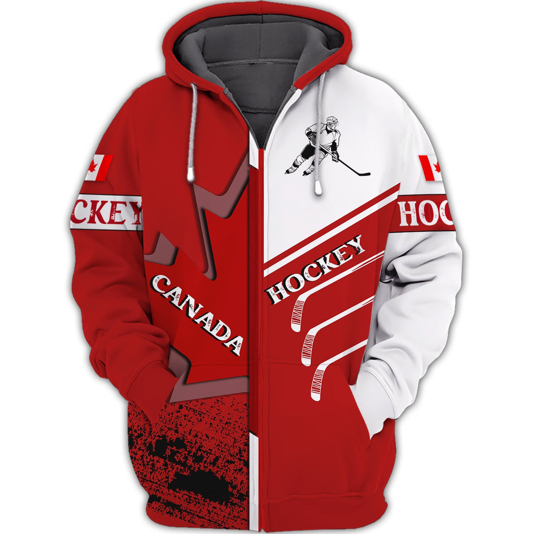 FUNSTUFFPRINT Hockey Canada 3D Hoodie and Zip Hoodie