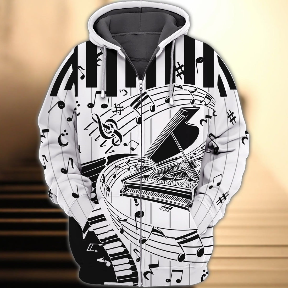FUNSTUFFPRINT Piano - 3D Full Print 3D Hoodie and Zip Hoodie