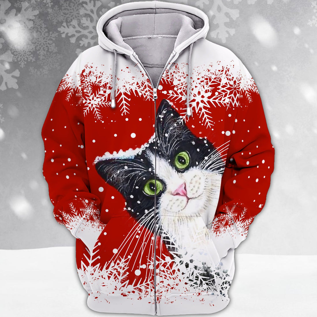 FUNSTUFFPRINT Christmas Cats 3D Hoodie and Zip Hoodie