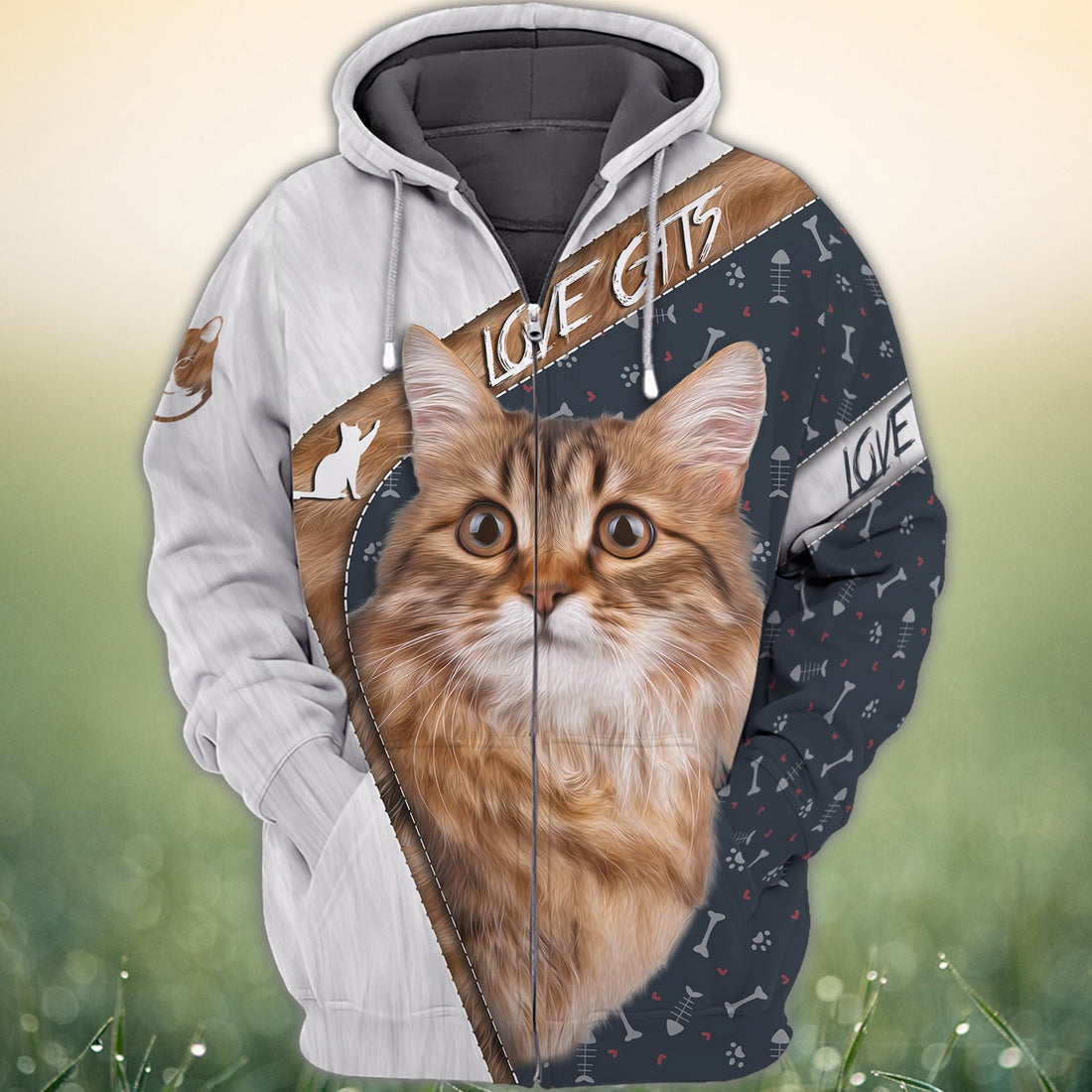 FUNSTUFFPRINT Love Cats, 3D Full Print 02 3D Hoodie and Zip Hoodie