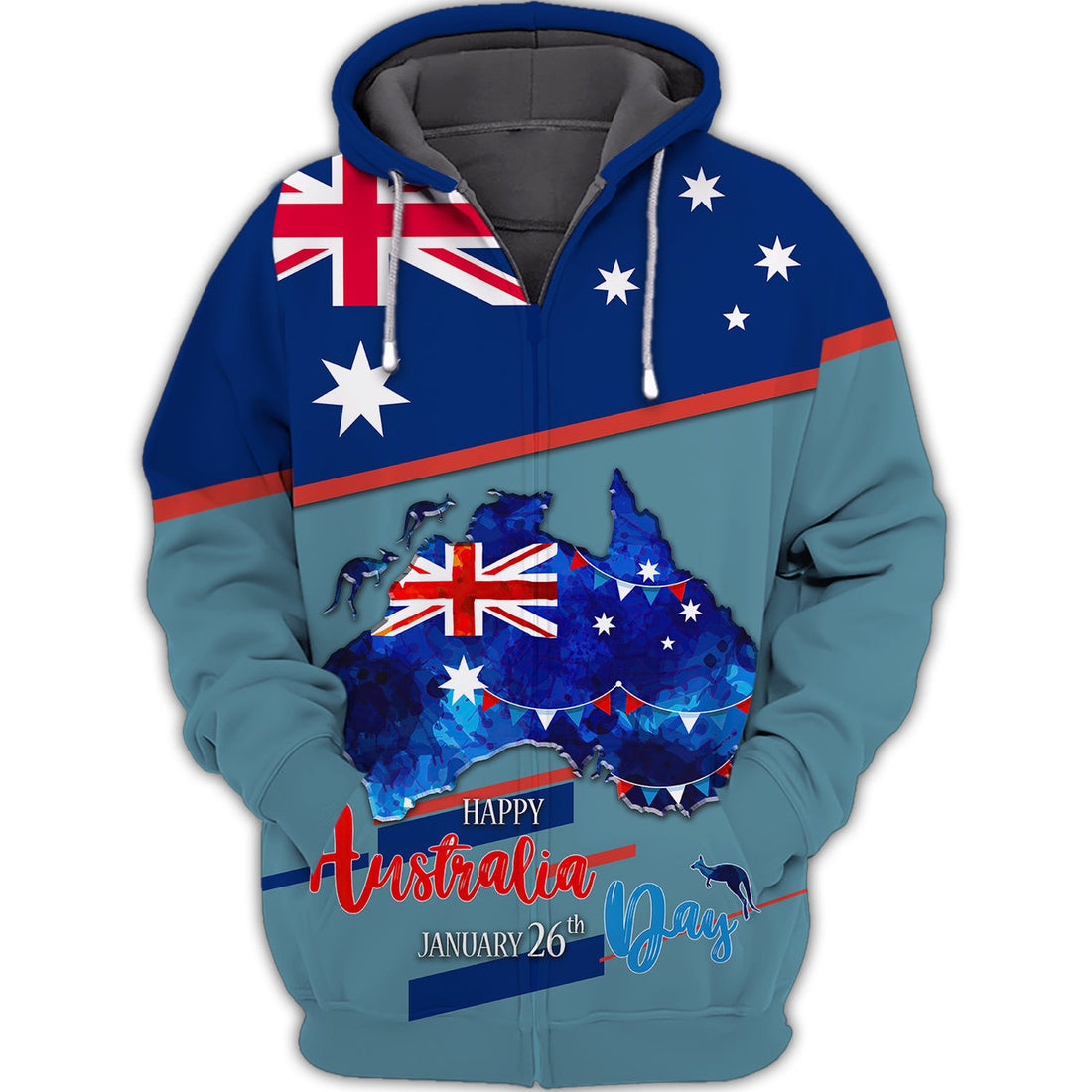 FUNSTUFFPRINT Happy Australia Day 3D Hoodie and Zip Hoodie