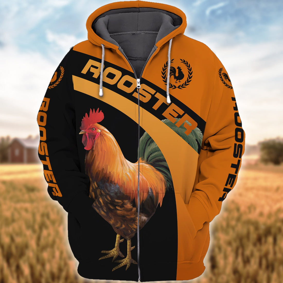 FUNSTUFFPRINT Chickens Rooster 3D Funny Hoodies Gifts For Country Men - Farmer Life Chicken Lover Shirt 3D Hoodie and Zip Hoodie