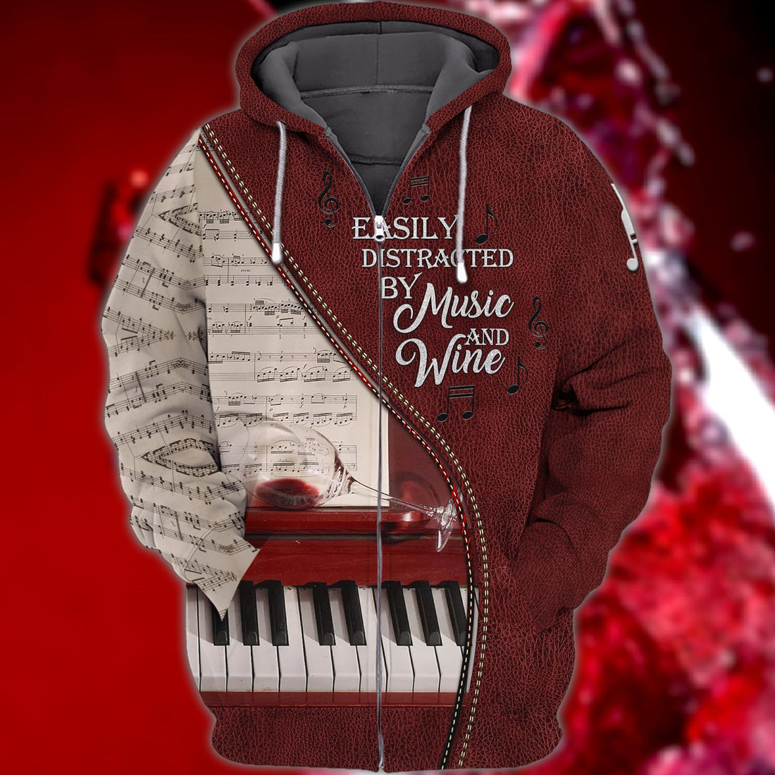 FUNSTUFFPRINT Piano, 3D Full Print 07 3D Hoodie and Zip Hoodie