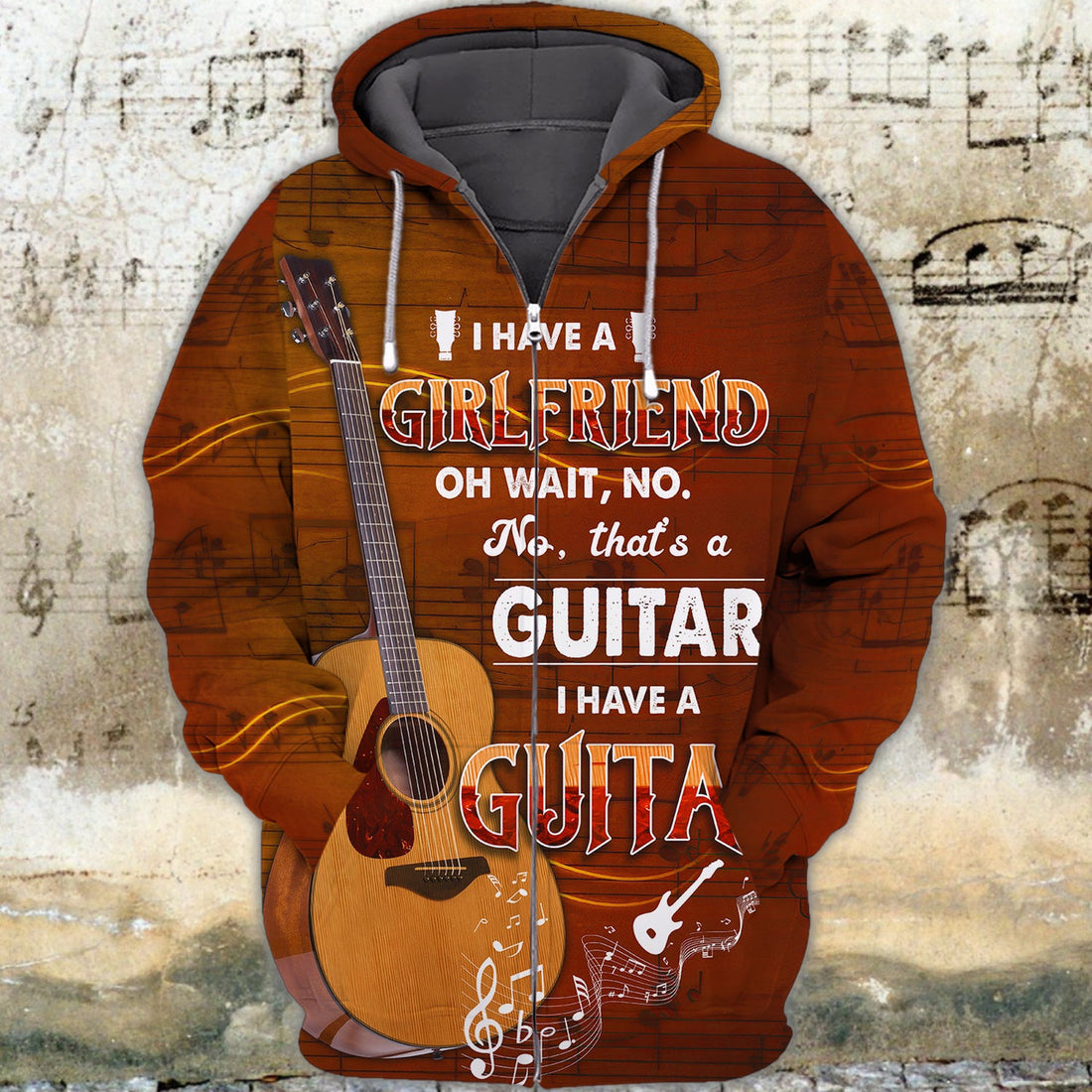FUNSTUFFPRINT My Girl Friend Is Guitar 3D Hoodie and Zip Hoodie