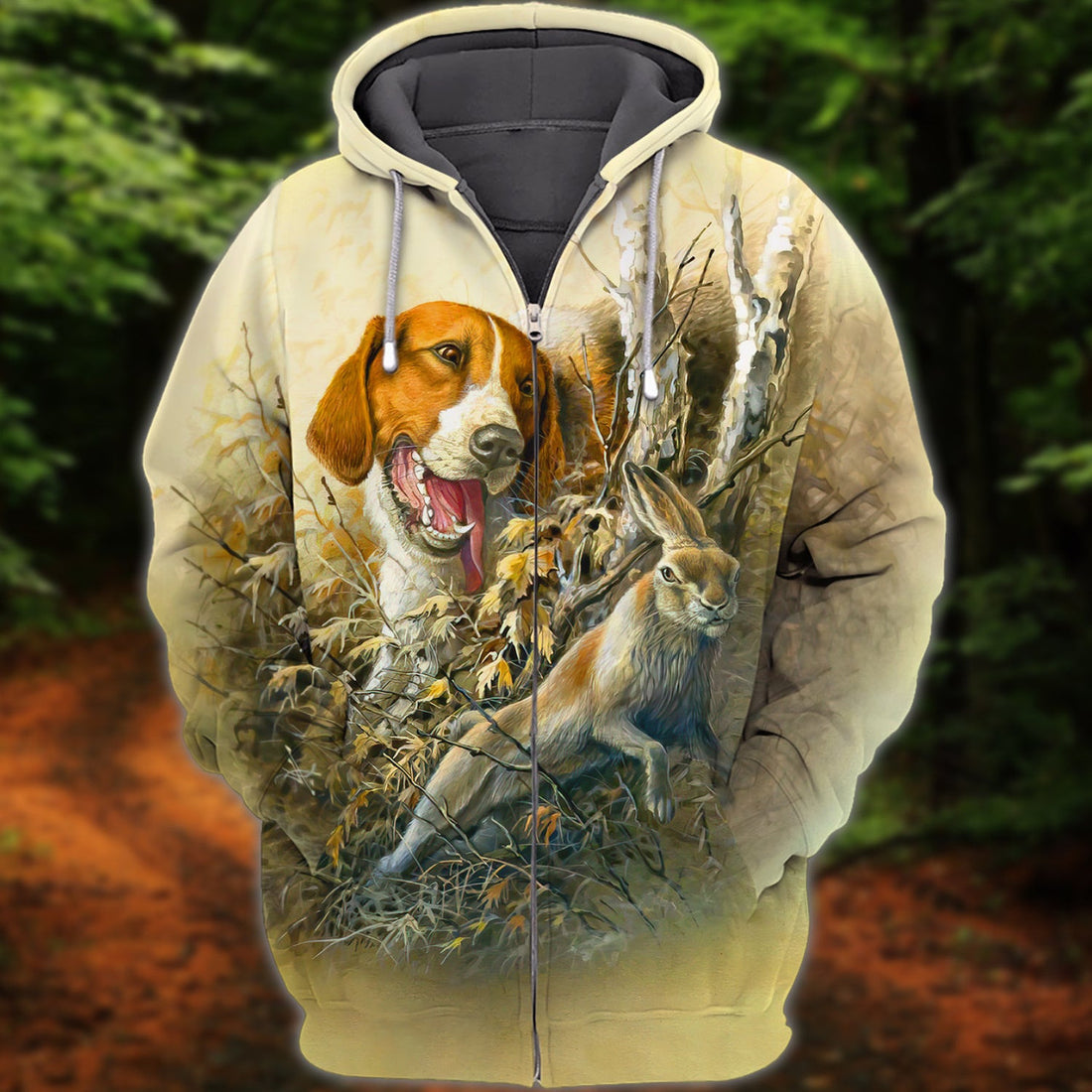 FUNSTUFFPRINT Rabbit Hunting With Beagles 3D Hoodie and Zip Hoodie