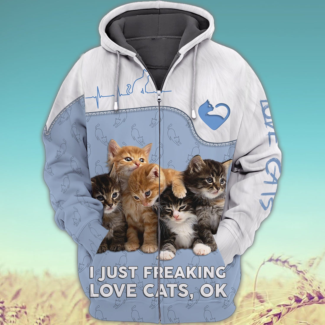 FUNSTUFFPRINT I'm Just Freaking Love Cats 3D Hoodie and Zip Hoodie