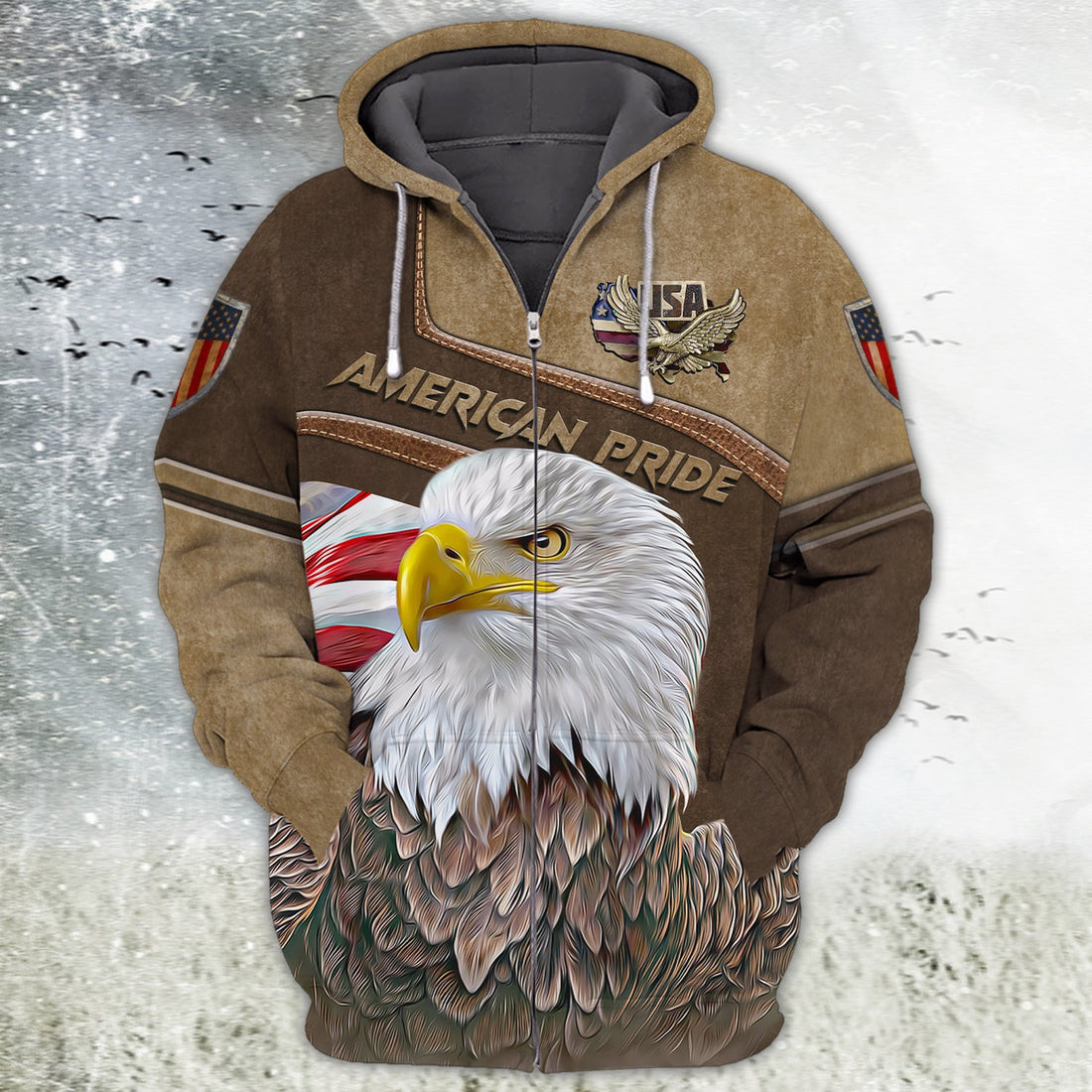 FUNSTUFFPRINT Eagle, American Pride, 3D Full Print 01 3D Hoodie and Zip Hoodie