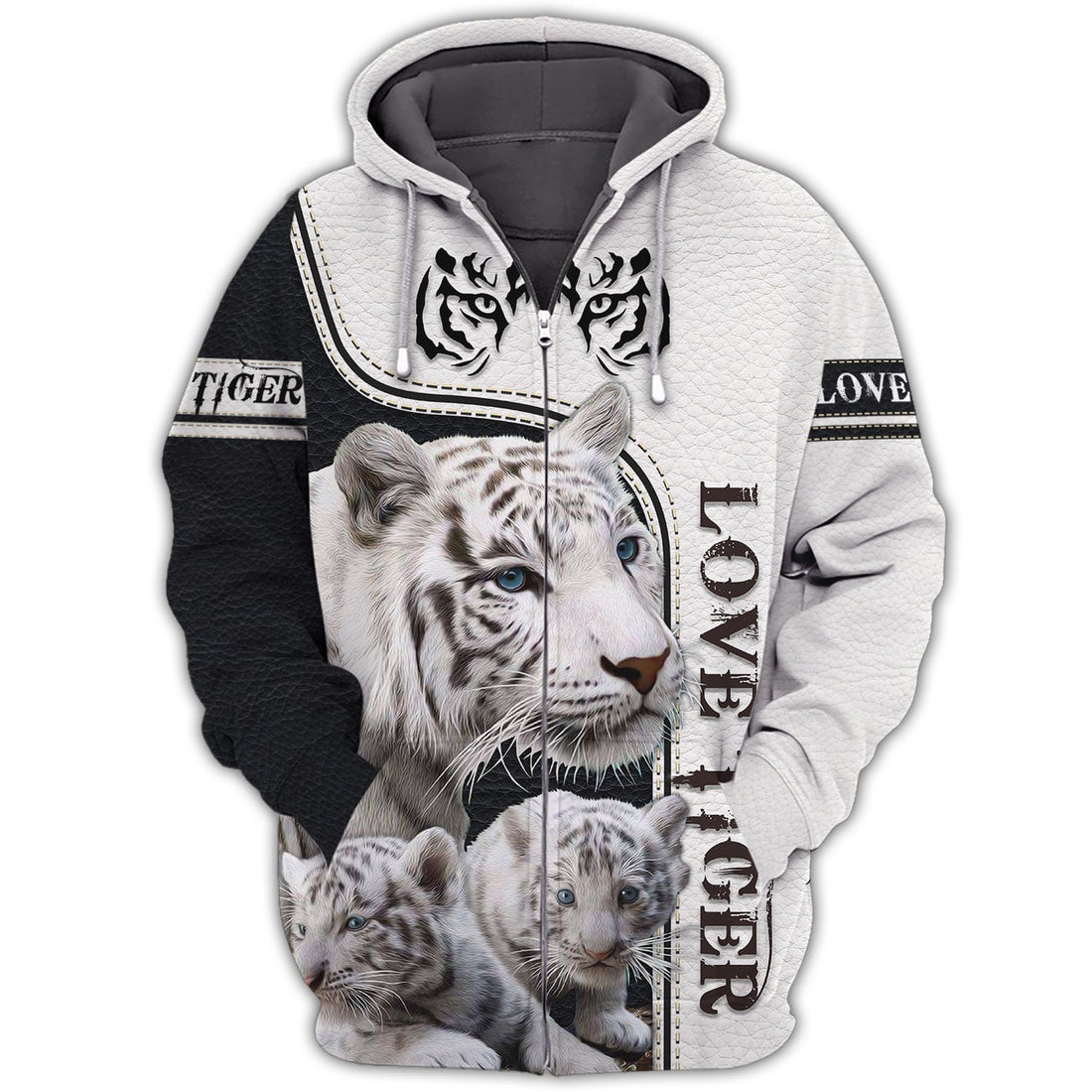 FUNSTUFFPRINT Love Tiger, White Tiger, Tiger Mom And Baby 3D Hoodie and Zip Hoodie