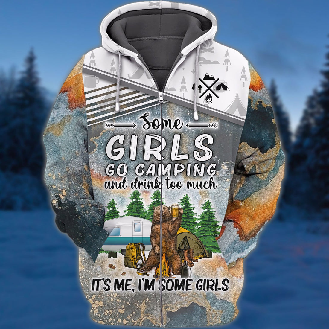 FUNSTUFFPRINT Camping 3D Hoodie and Zip Hoodie