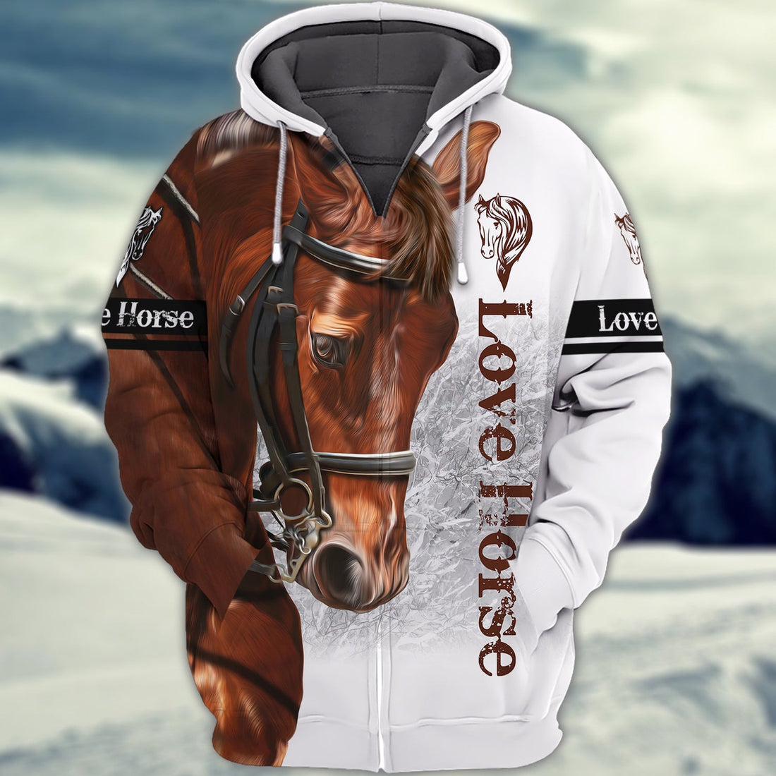FUNSTUFFPRINT Love Horse - Full Printed Shirt 3D Hoodie and Zip Hoodie