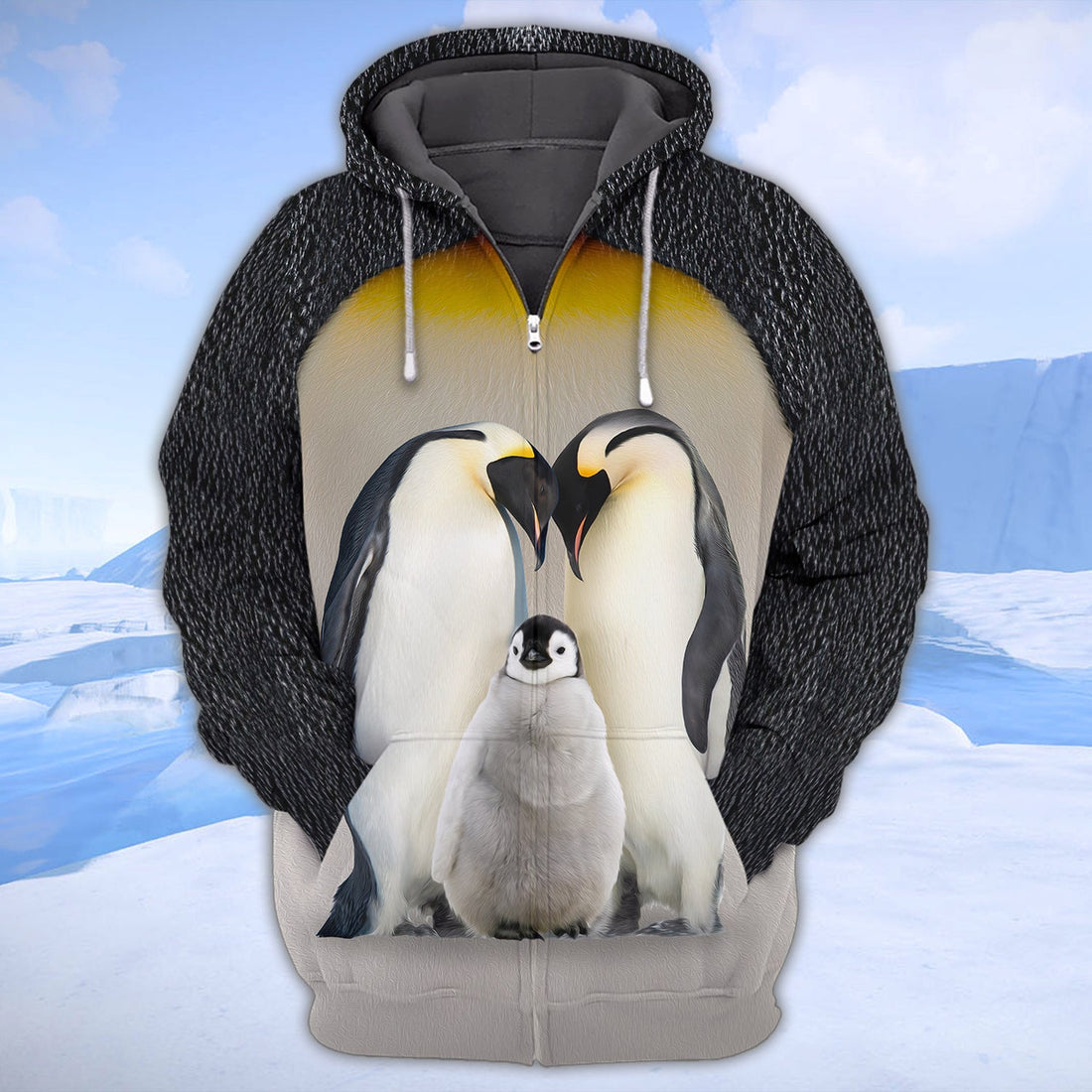 FUNSTUFFPRINT Lovely Penguin Family 3D Full Print 3D Hoodie and Zip Hoodie