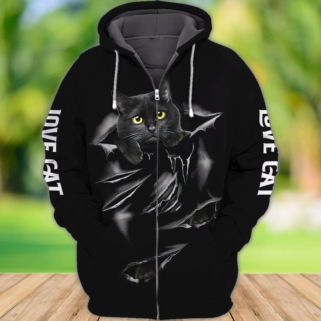 FUNSTUFFPRINT Black Cat S4 Full Print 3D Hoodie and Zip Hoodie