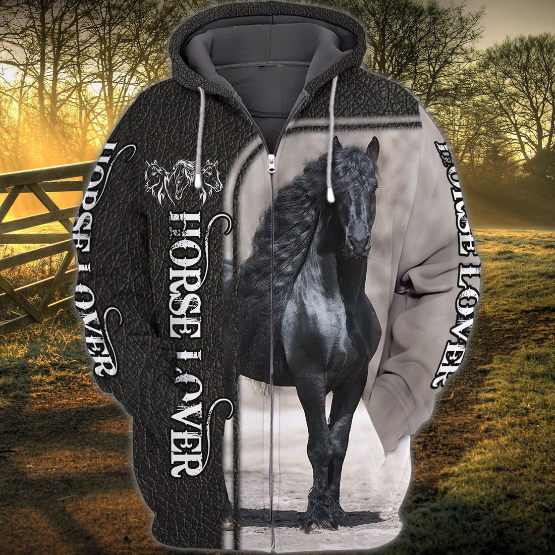 FUNSTUFFPRINT Black Horse Lover 3D Hoodie and Zip Hoodie