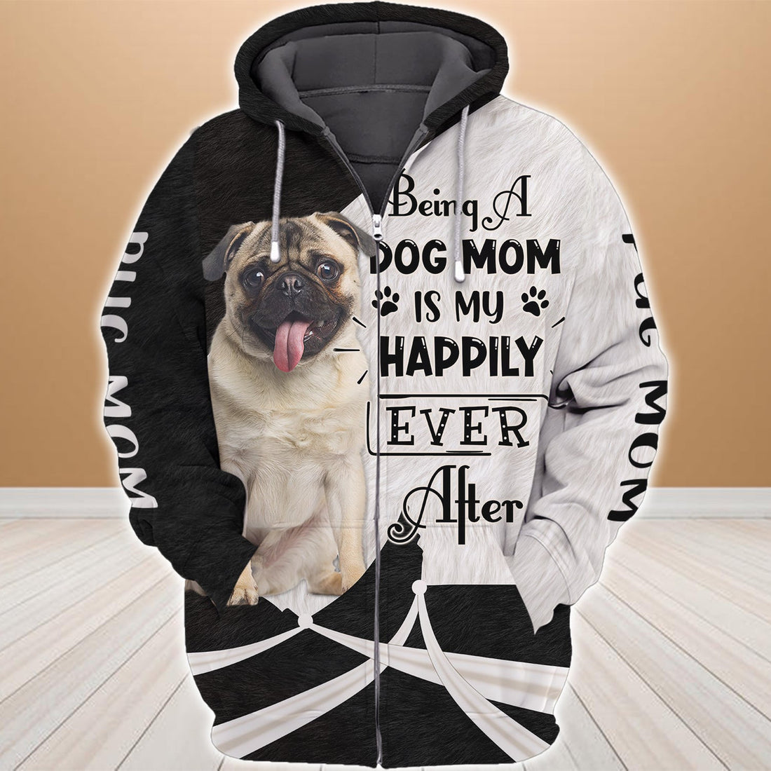 FUNSTUFFPRINT Pug Mom 3D Hoodie and Zip Hoodie