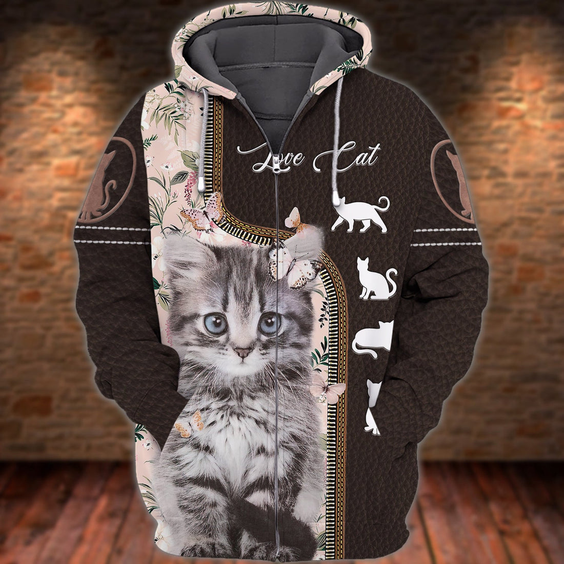 FUNSTUFFPRINT Kittens Pink Love Cats 3D Hoodie and Zip Hoodie