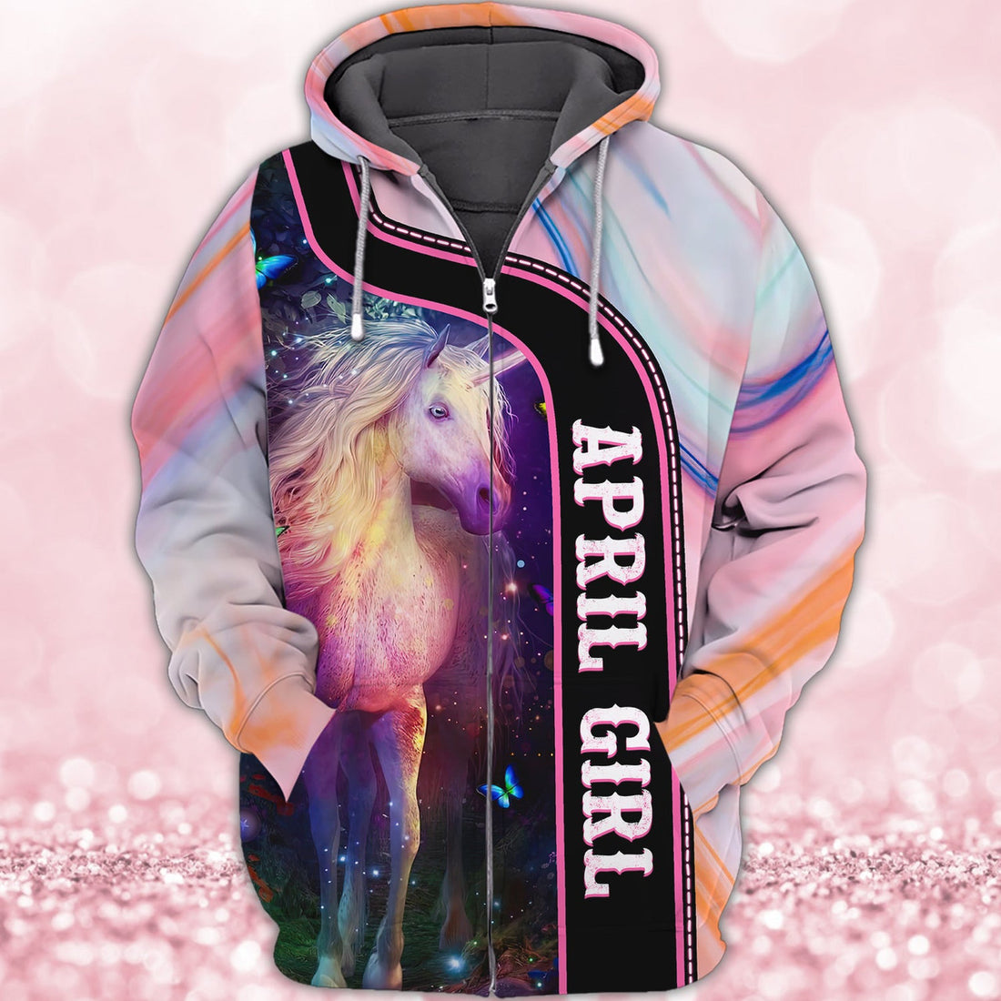 FUNSTUFFPRINT April Girl (Unicorn) - 3D Full Print 3D Hoodie and Zip Hoodie