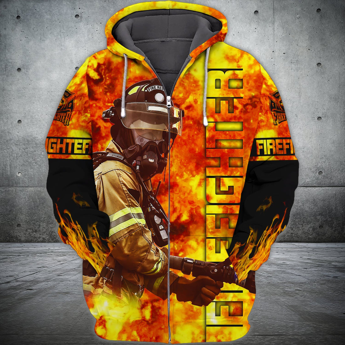 FUNSTUFFPRINT Firefighter Full Print 3D Hoodie and Zip Hoodie