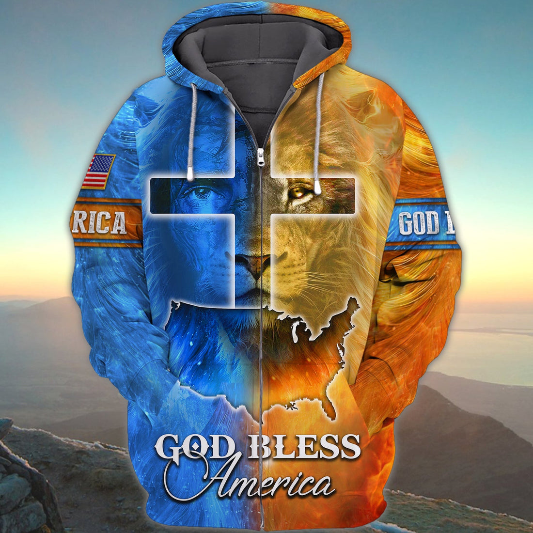 FUNSTUFFPRINT God Bless America 3D Hoodie and Zip Hoodie