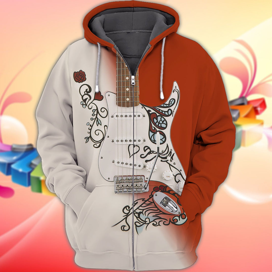 FUNSTUFFPRINT GUITAR - NA93 3D Hoodie and Zip Hoodie