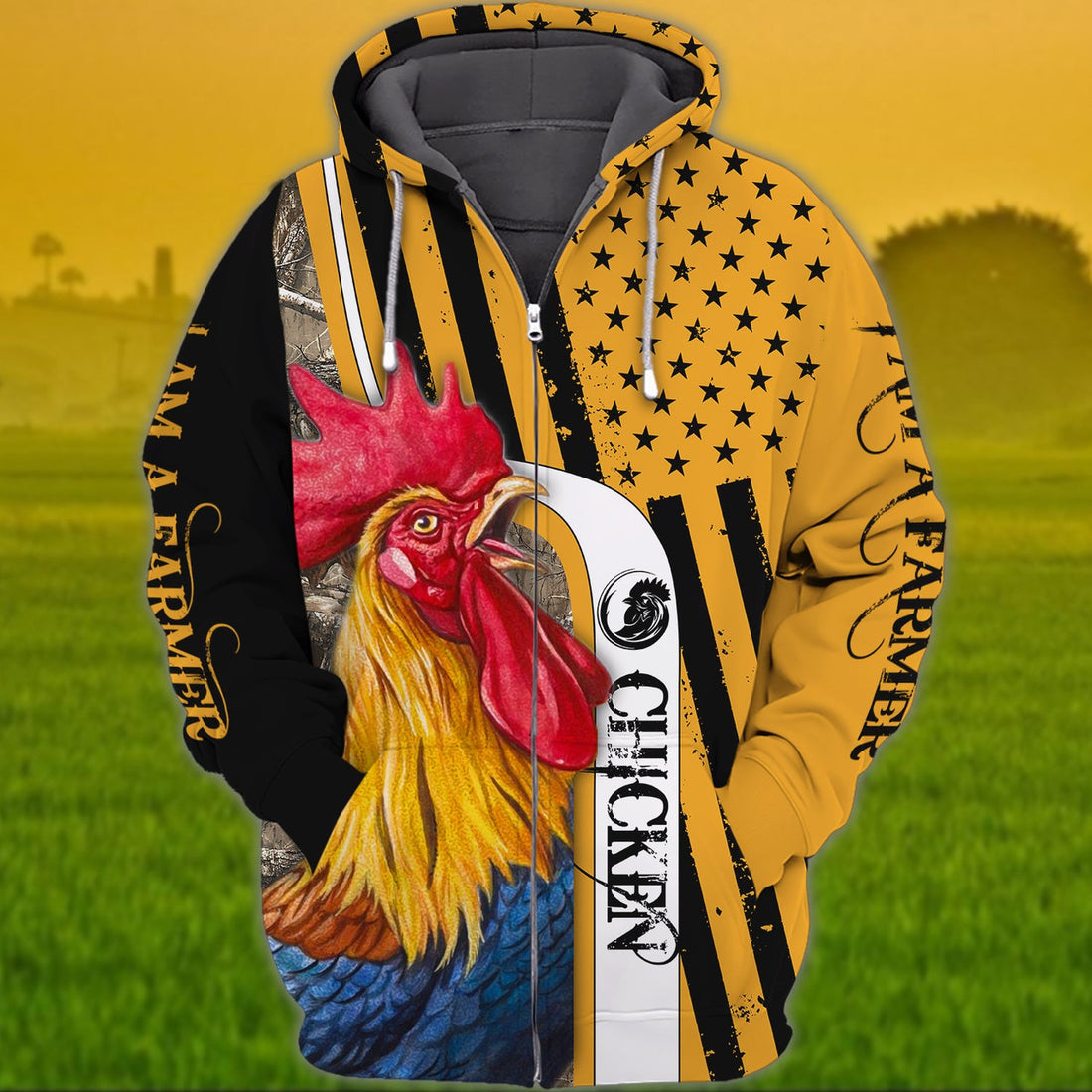FUNSTUFFPRINT Farmer Q2 Full Print 3D Hoodie and Zip Hoodie