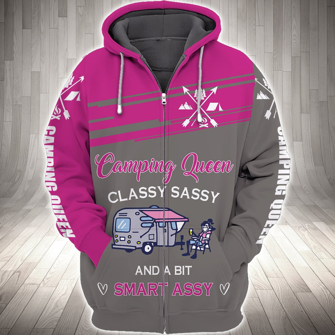 FUNSTUFFPRINT Camper Queen Classy Sassy Smart Assy 3D Hoodie and Zip Hoodie