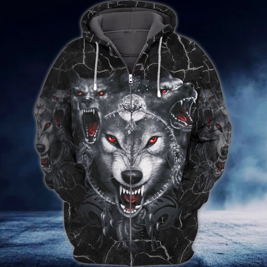FUNSTUFFPRINT Full Print - Wolf 3D Hoodie and Zip Hoodie
