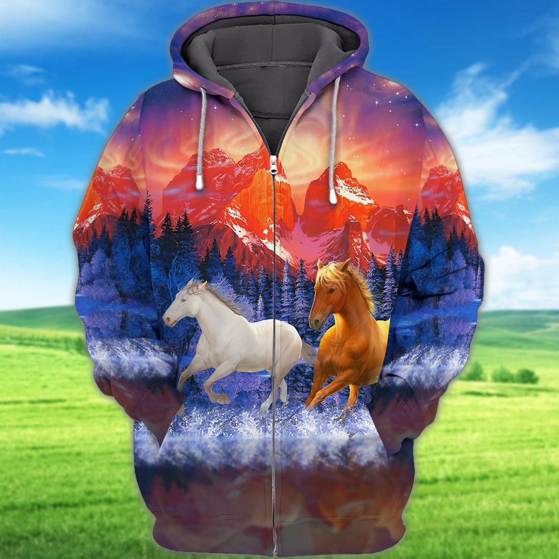 FUNSTUFFPRINT Horse 0001 - Full Print 3D Hoodie and Zip Hoodie