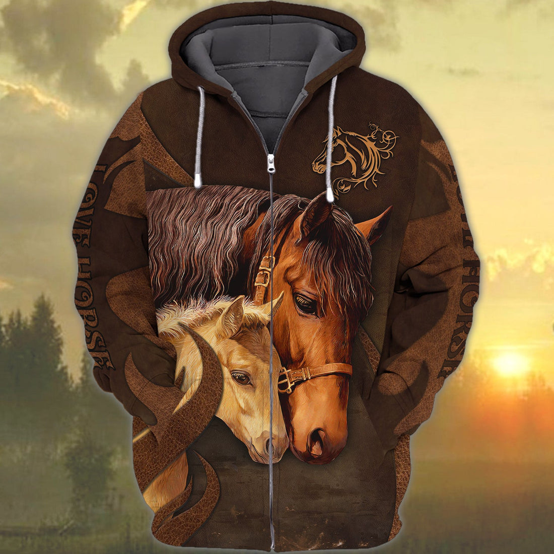 FUNSTUFFPRINT Love Horse 3D Full Print Tad 3D Hoodie and Zip Hoodie